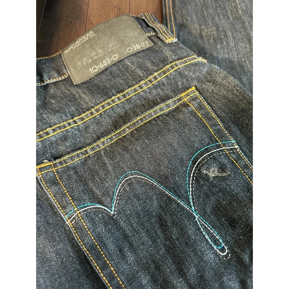 Rocawear Original Fit Jeans Mens 36x32 Blue Baggy WideLeg Embroidered Y2K HipHop